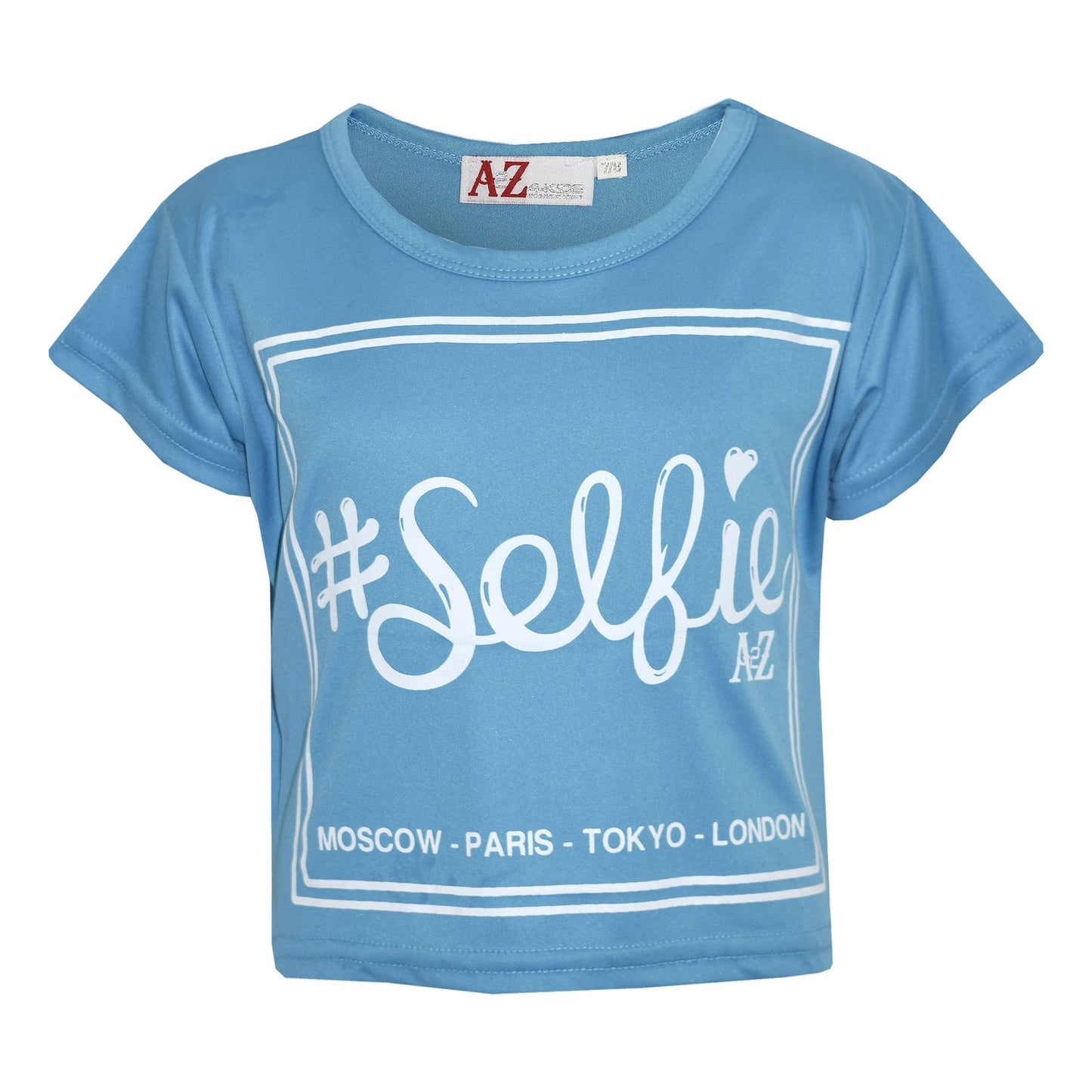 Girls Top Kids #Selfie Print Stylish Fahsion Trendy T Shirt Crop Top 7-13 Years