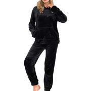 A2Z Womens Pyjamas Soft Warm Fleece Twosie Adults Hooded Long Sleeves Pyjamas 2 Piece Gift Set Size S-2XL