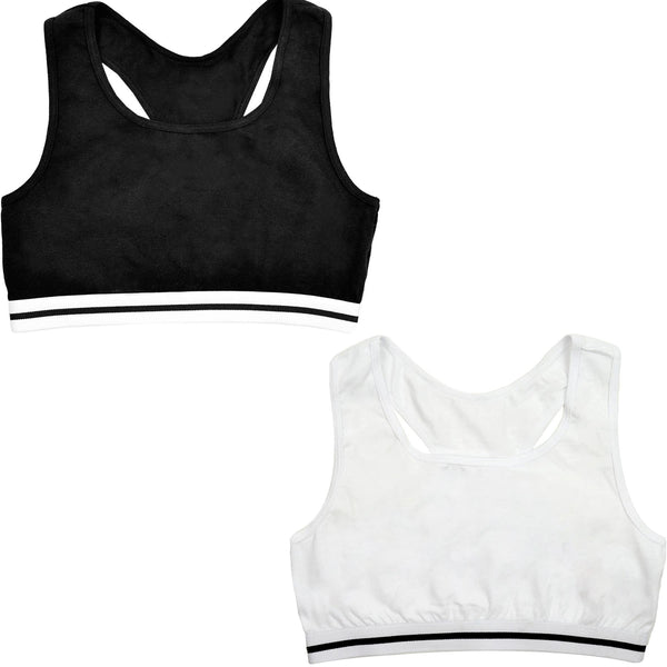 A2Z 4 Kids Girls 2 Pack Racer Back Crop Tops Training Sports Bra Seamless Sports
