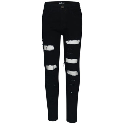 Boys Ripped Denim Jeans Comfortable Stretch Skinny Trousers Trendy Summer Pants