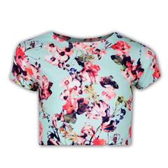 Girls Mint Green Abstract Floral Print Legging Midi Skater Dress Top Jumpsuit
