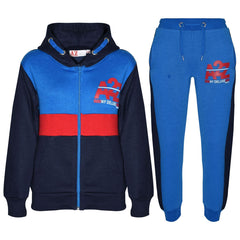Kids Boys Girls Contrast Panel Tracksuit A2Z NY Deluxe Print Hoodie With Joggers