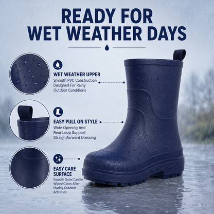 Kids Girls Wellington Wellies Non-Slip Waterproof Lightweight Rain Boots