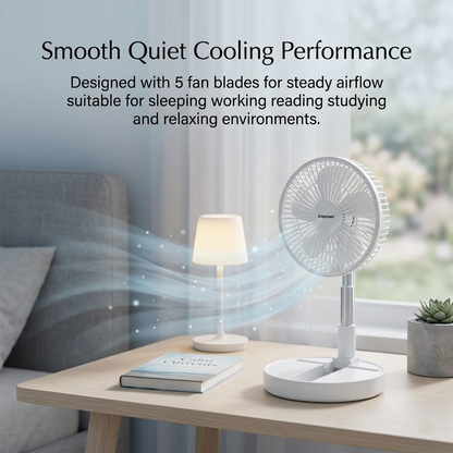 8 Inch USB Foldable Desk Fan Portable White Cooling Fan with Adjustable Height