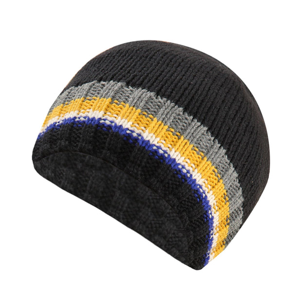 A2Z Mens Hat Stripe Beanie Hat Fleece Lined Soft Feel Winter Warm Cozy Caps Hats