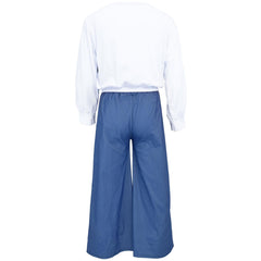 Kids Girls Crop Top Set Casual Long Sleeve Crop Top Flared Trouser Age 3-14
