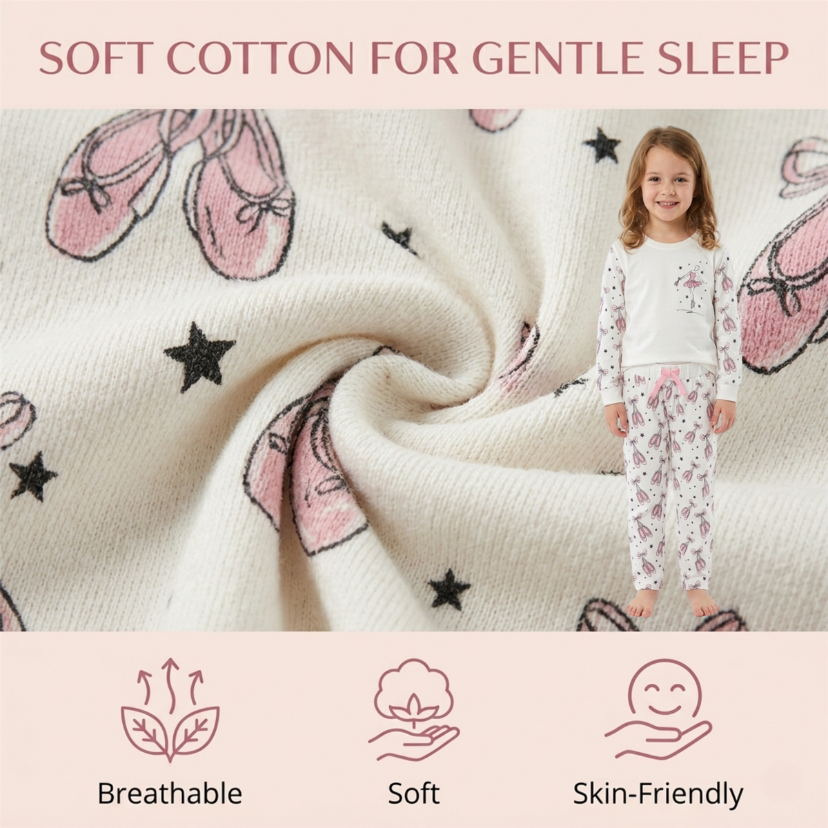 A2Z 4 Kids Girls Ballerina Print Children PJs 2 Piece Cotton Set Lounge Suit Nightwear Sleepwear Top Bottom Pyjamas Loungewear Dress Up Outfit Set Gifts for Children & Girls Age 2-13 Years