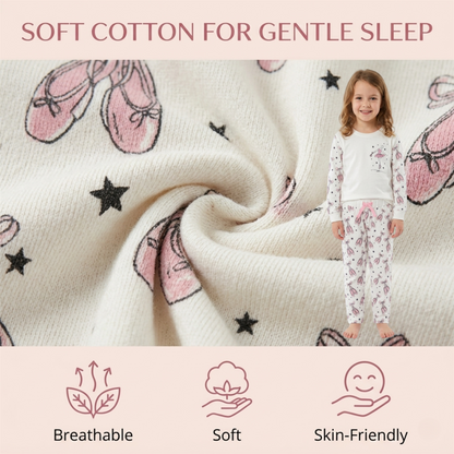 A2Z 4 Kids Girls Ballerina Print Children PJs 2 Piece Cotton Set Lounge Suit Nightwear Sleepwear Top Bottom Pyjamas Loungewear Dress Up Outfit Set Gifts for Children & Girls Age 2-13 Years
