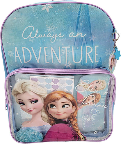 Disney Frozen Elsa & Anna Backpack with Pencil Case Notebook Stickers & Keyring
