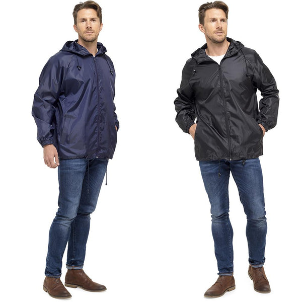 A2Z Men Waterproof Jacket Windbreaker Hooded Lightweight Outdoor Raincoat M-XL