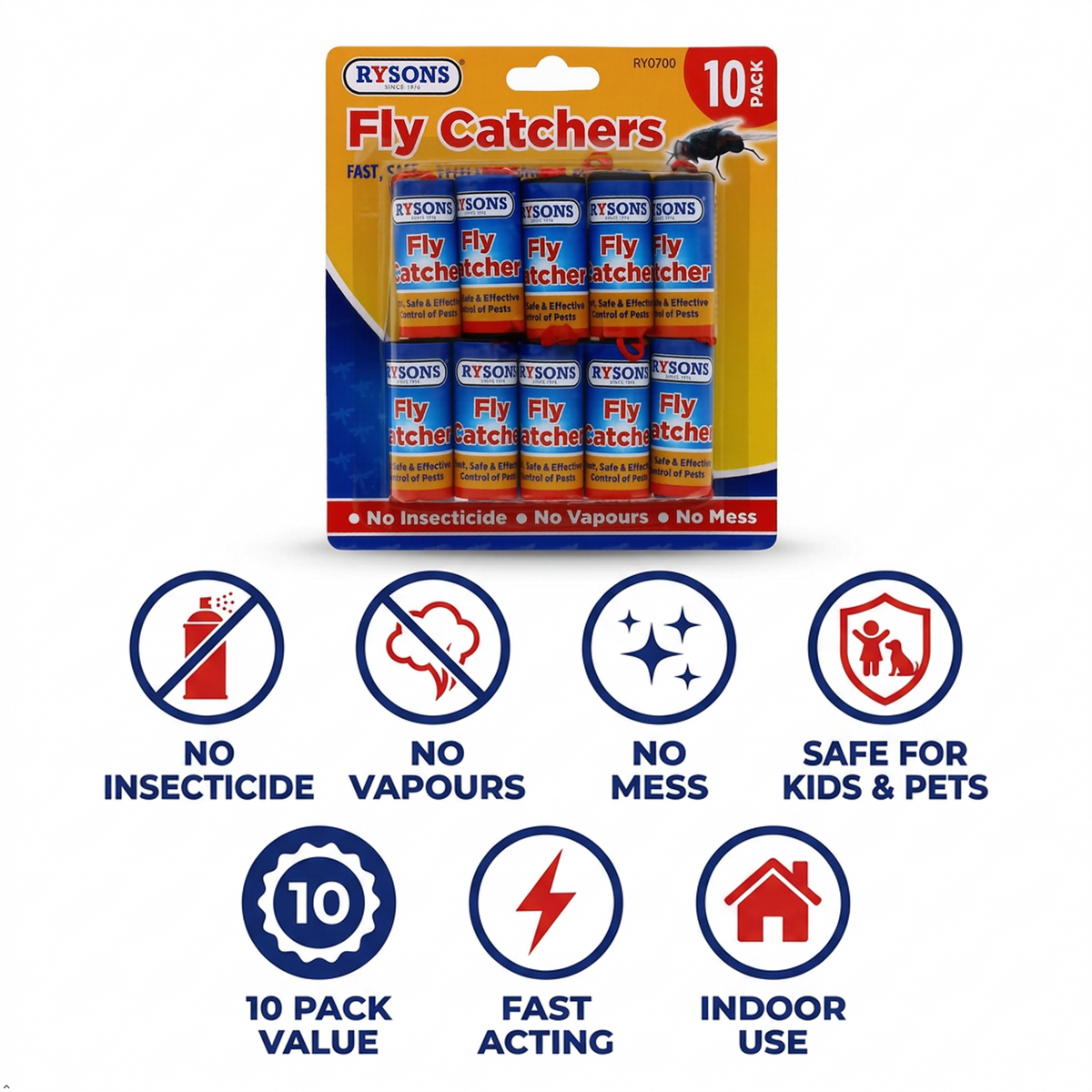 Fly Catchers 10 Pack Sticky Ribbon Insect Traps Indoor Hanging Fly Paper Rolls