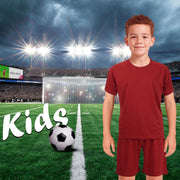 Kids Girls Boys Football Kit T Shirt Shorts PE Athletic Sportswear Outfit Set