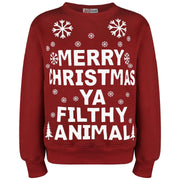 A2Z Adults Christmas Jumper Wine Sweatshirt Ya Filthy Merry Christmas Novelty Pullover Xmas Snowflake Jumpers Gifts For Unisex Mens Womens Size Small, Medium, Large, XL, 2XL, 3XL, 4XL