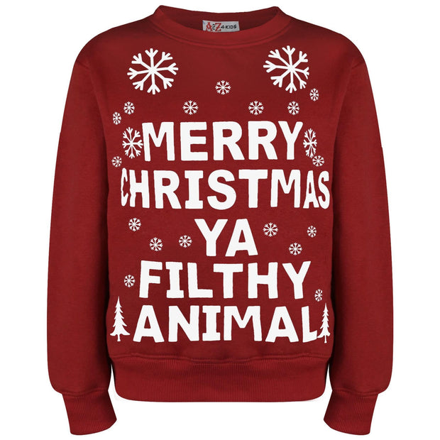 A2Z Adults Christmas Jumper Wine Sweatshirt Ya Filthy Merry Christmas Novelty Pullover Xmas Snowflake Jumpers Gifts For Unisex Mens Womens Size Small, Medium, Large, XL, 2XL, 3XL, 4XL