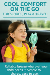 A2Z 4 Kids Portable Mini USB Fan Rechargeable Cute Animal Ears Pink/Blue Fan