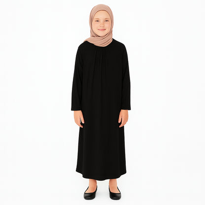 Kids Girls Plain Abaya Modest Muslim Prayer Dress Islamic Jilbab Robe Burkha