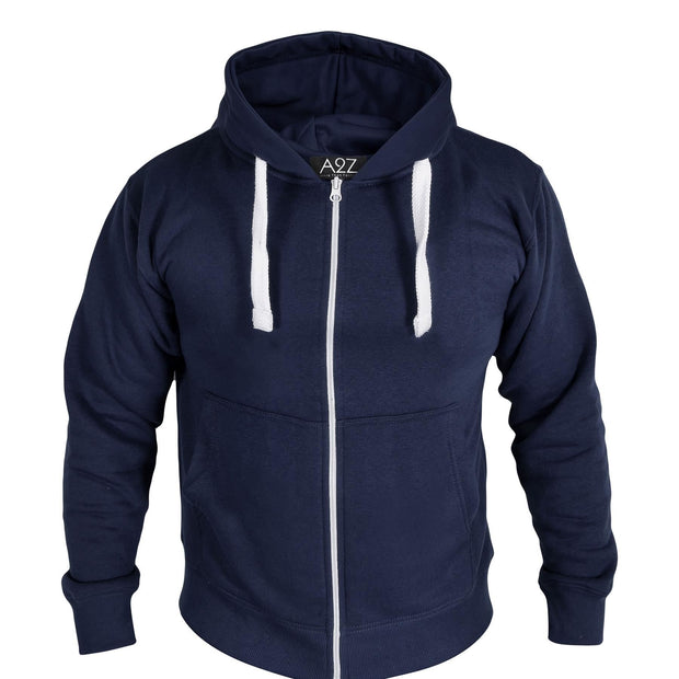 Mens Fleece Plain Zipper Hooded Long Sleeve Sweatshirt For Adults S-4XL