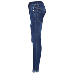 Girls Skinny Jeans Kids Stretchy Denim Ripped Rough Pants Trousers Jeggings 5-13