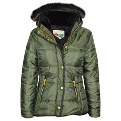 Kids  Girls Padded Puffer Quilted Coat Faux Fur Collar For  Girls Age 3-13 Years