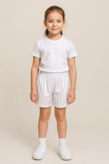 Kids Girls Boys Shadow Stripe PE Shorts Sports Football Gym School Short 2-13