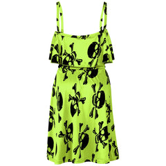 Kids Girls Boys Skull Print Crop Top Legging Skater Dress Halloween Costume 5-13