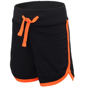 A2Z 4 Kids Black and Neon Orange Crop Top and Shorts Set Contrast Colour Short Sleeves T Shirt Summer Outfit 2 Piece Activewear Girls Boys Age 5-13 years