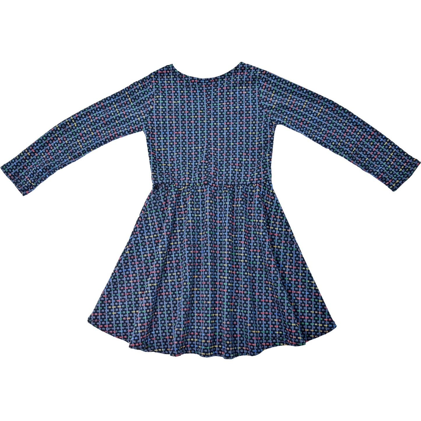 Kids Girls Skater Dress Long Sleeve Tweed Texture Flared Party Summer Dresses