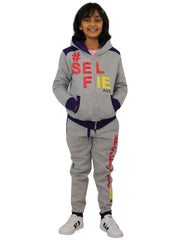 Kids Girls Boys #Selfie Tracksuit Hooded Hoodie Bottom Jog Suit Joggers 7-13 Yrs