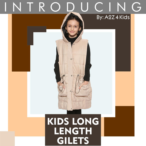 Kids Girls Fashion Oversized Gilet Long Line Jacket Long Sleeveless Coat 7-13 Yr
