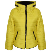 Girls Jacket Kids Padded Mustard Puffer Buble Fur Collar Quilted Warm Thick Coat