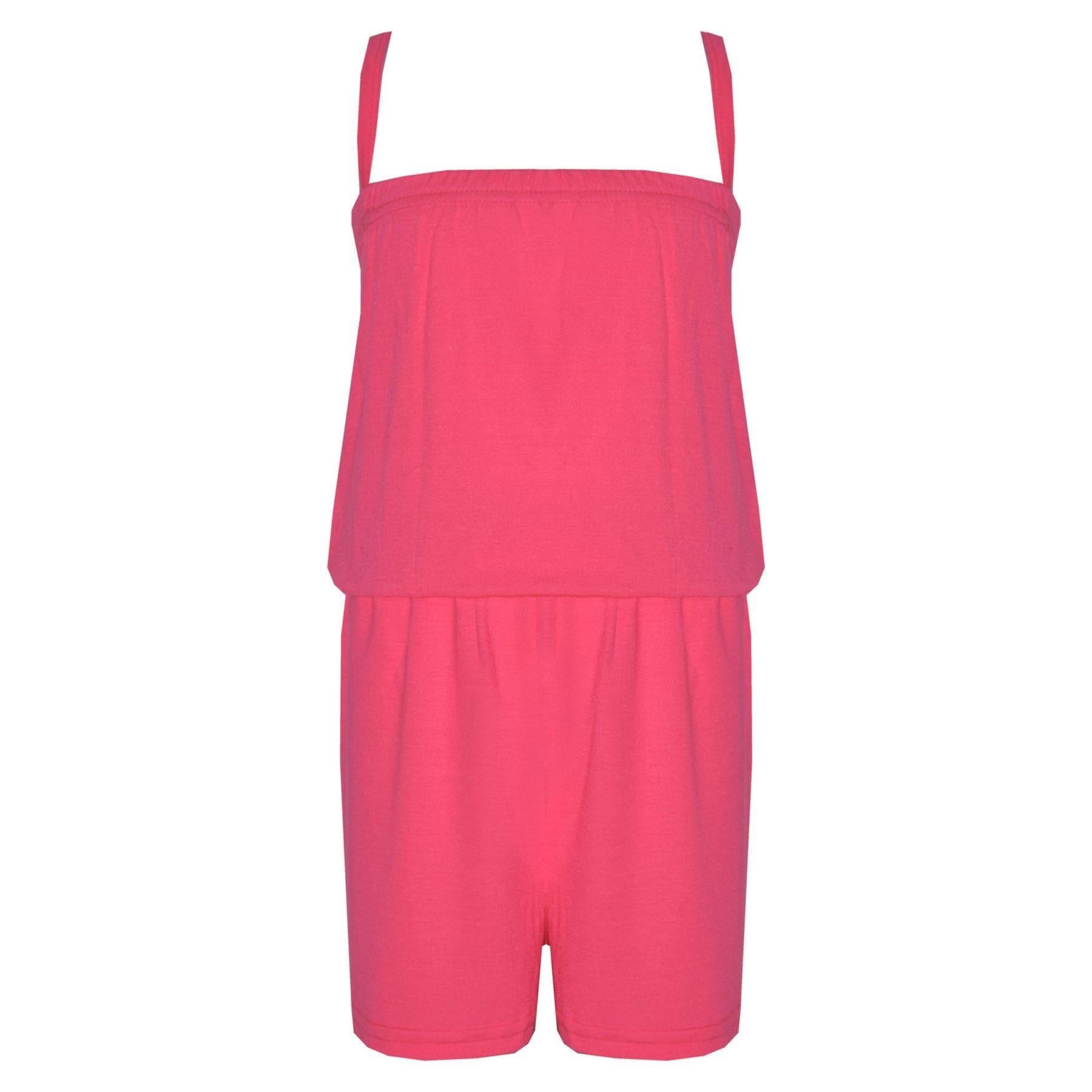Kids Girls Plain Color Playsuit Trendy Summer All In One Jumpsuit New Age 5-13 Y
