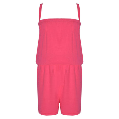 Kids Girls Plain Color Playsuit Trendy Summer All In One Jumpsuit New Age 5-13 Y