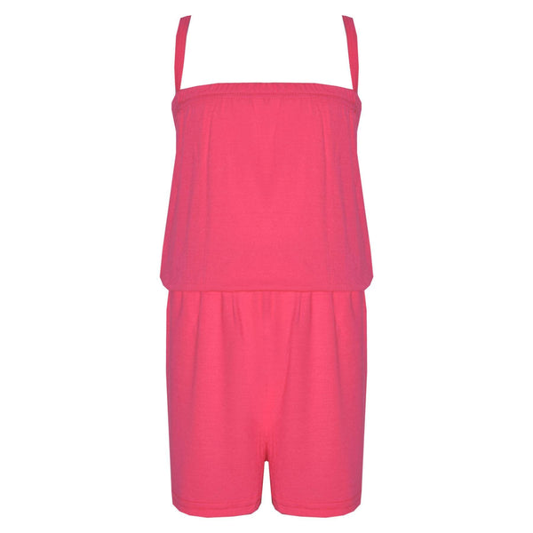Kids Girls Plain Color Playsuit Trendy Summer All In One Jumpsuit New Age 5-13 Y
