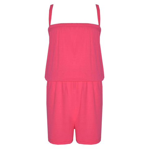 Kids Girls Plain Color Playsuit Trendy Summer All In One Jumpsuit New Age 5-13 Y