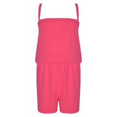 Kids Girls Plain Color Playsuit Trendy Summer All In One Jumpsuit New Age 5-13 Y