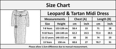 Kids Girls Leopard & Tartan Print Midi Dress Legging Top Bottom Age 5-13 Years