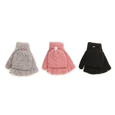 Ladies Gloves 3 Pack Twist Yarn Convertible Fingerless Gloves with Mitten Cover