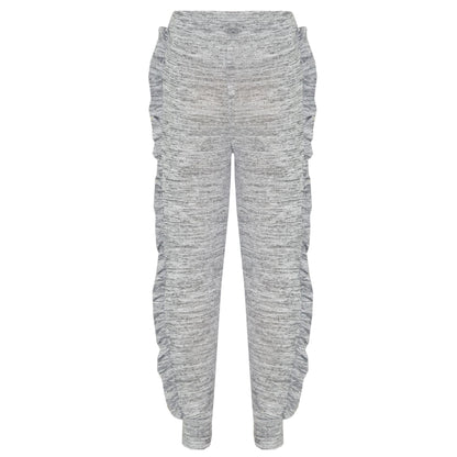 Kids Jogging Suit Girls Plain Frill Sleeve Lounge Suit Tracksuit Top Bottom 2-13