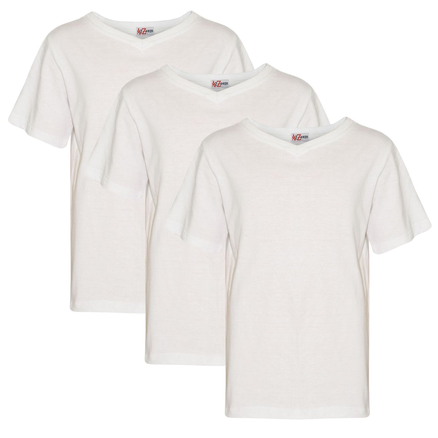 Girls Boys Basic 3 Pack Cotton T-Shirt Short Sleeve V Style Crew Neck Kids Top