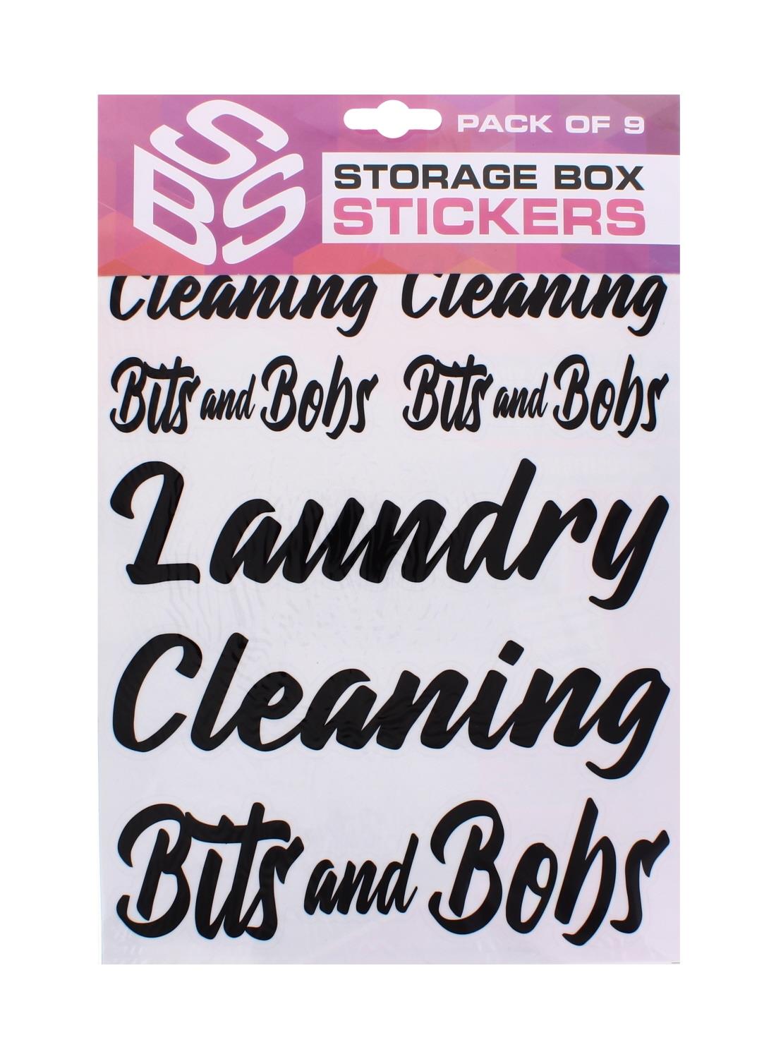 A2Z Storage Box Stickers Assorted 9 Pack Vinyl Organising Labels for Home