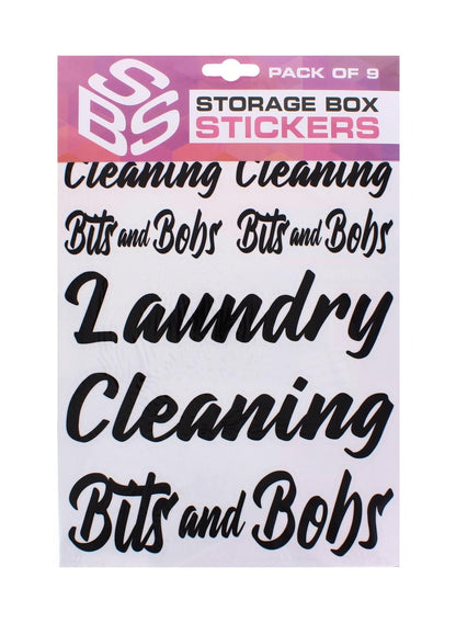 A2Z Storage Box Stickers Assorted 9 Pack Vinyl Organising Labels for Home