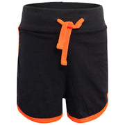 A2Z 4 Kids Black and Neon Orange Crop Top and Shorts Set Contrast Colour Short Sleeves T Shirt Summer Outfit 2 Piece Activewear Girls Boys Age 5-13 years