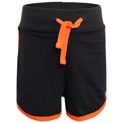 A2Z 4 Kids Black and Neon Orange Crop Top and Shorts Set Contrast Colour Short Sleeves T Shirt Summer Outfit 2 Piece Activewear Girls Boys Age 5-13 years