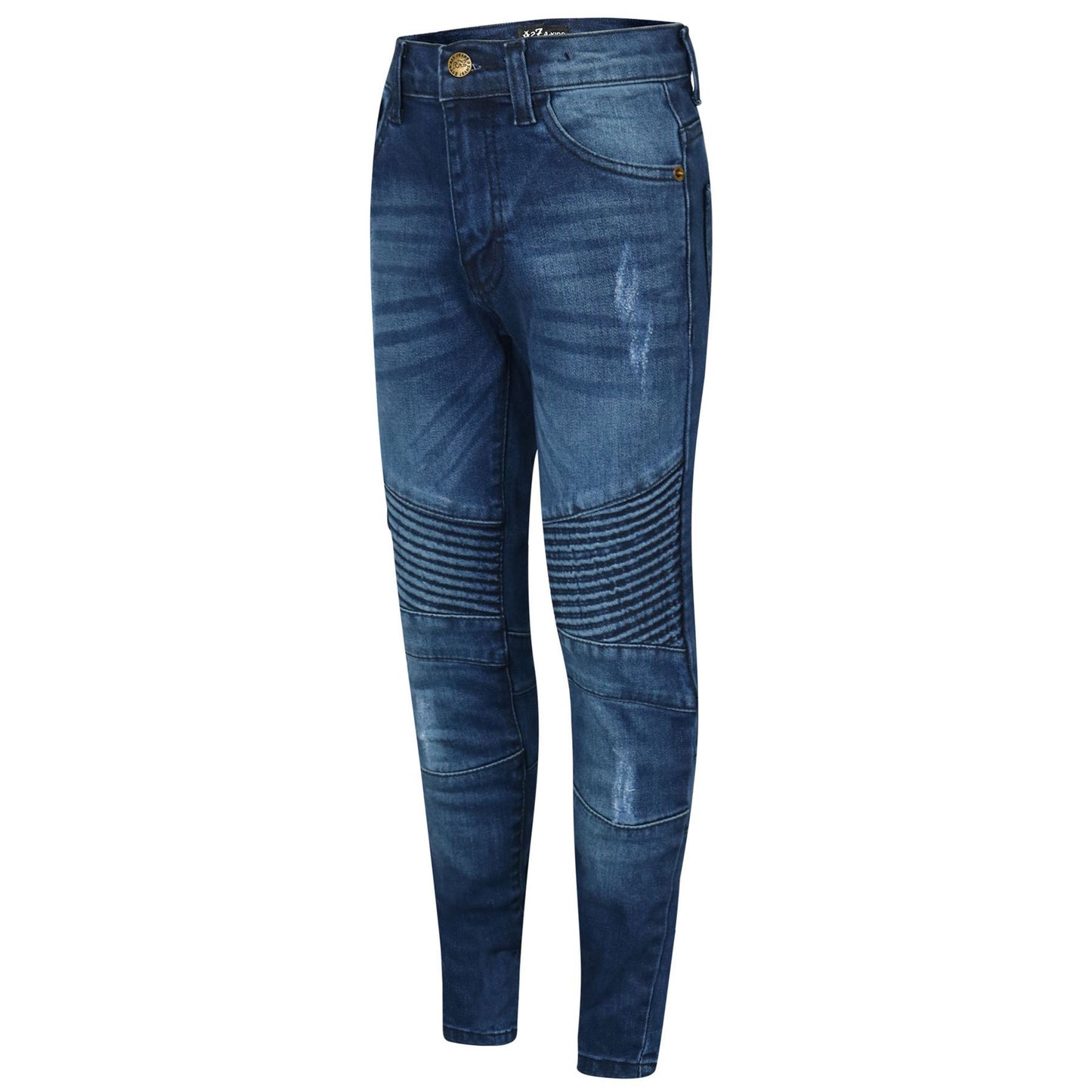 Kids Boys Stretchy Jeans Ripped Drape Panel Denim Pants Trousers New Age 5-13 Yr