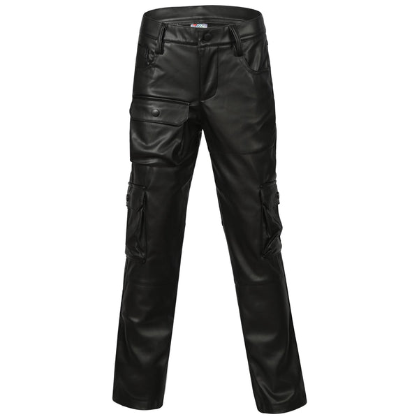 Kids Girls Faux Leather Trousers Slim Fit Cargo PU Pants Streetwear Party Wear