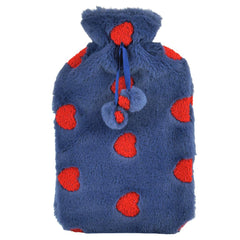 A2Z Hot Water Bottle 2 Litre Plush Faux Fur Fleece Cover Rubber Hot Water Bag