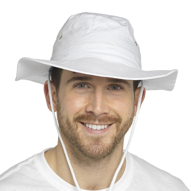 Mens Sun Hats Safari Protection Hat Cotton Breathable With Adjustable Chin Strap