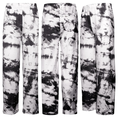 Kids Girl Palazzo Black Flared Wide Leg Tie Dye Print Baggy Loose Summer Trouser