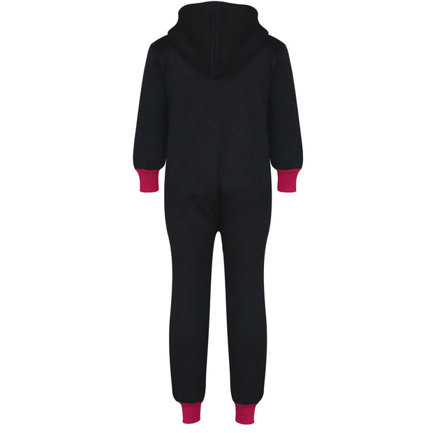 A2Z 4 Kids Girls Pink Contrast Fleece Onesie All In One Jumsuit Playsuit Nightwear New Age 2 3 4 5 6 7 8 9 10 11 12._13 Years