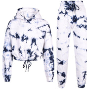 Kids Tie Dye Tracksuit Gym Cropped Hoodie Sweatpants Cord Set Girls Age 5-13